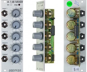 The Doepfer A-138b 4 Channel Exponential Mixer. 