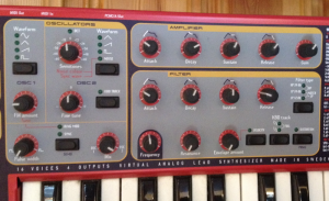 A fixed architecture synth. The oscillators, filters and envelopes are pre-connected.
